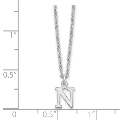 Sterling Silver Rhodium-plated Cutout Letter N Initial Necklace