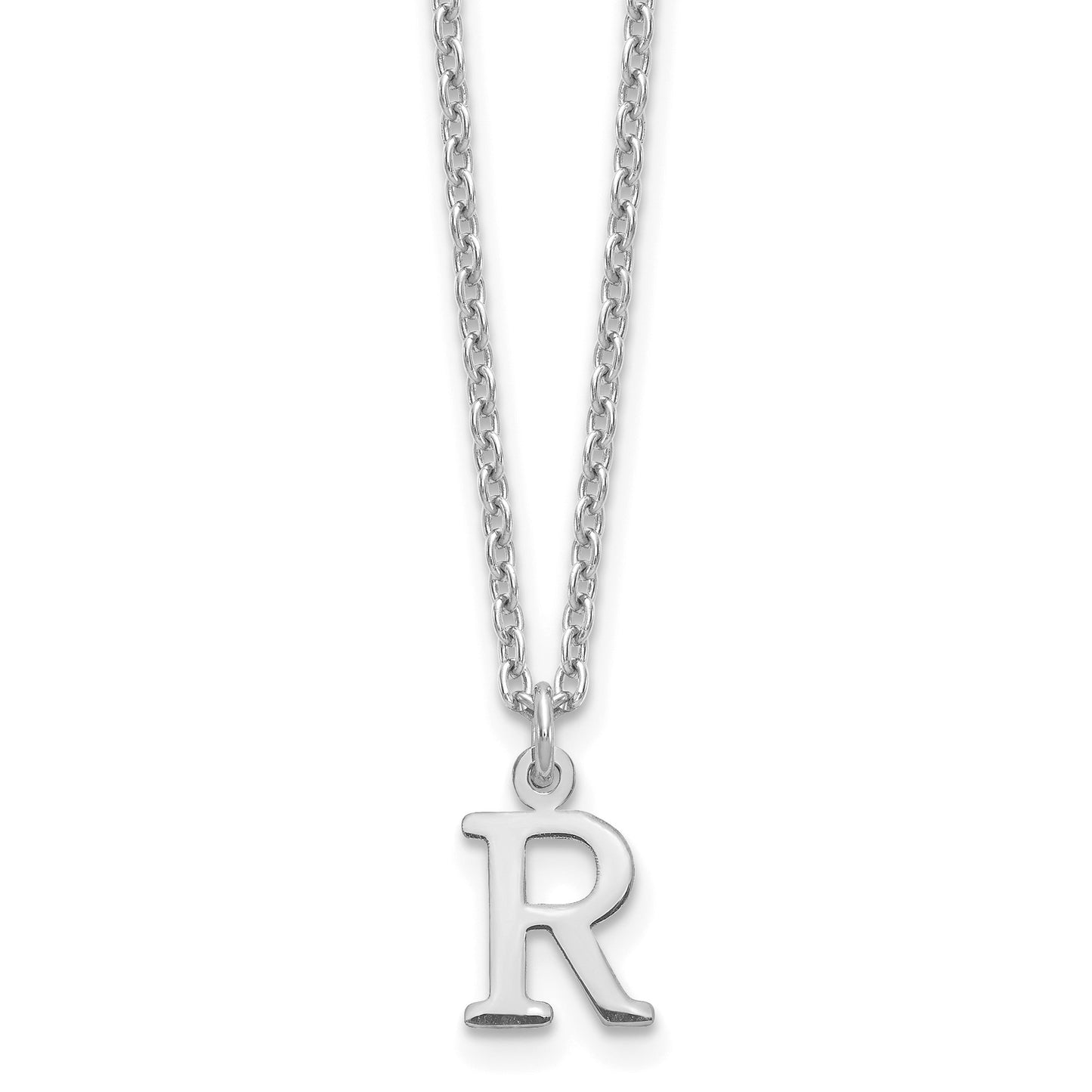 Sterling Silver Rhodium-plated Cutout Letter R Initial Necklace