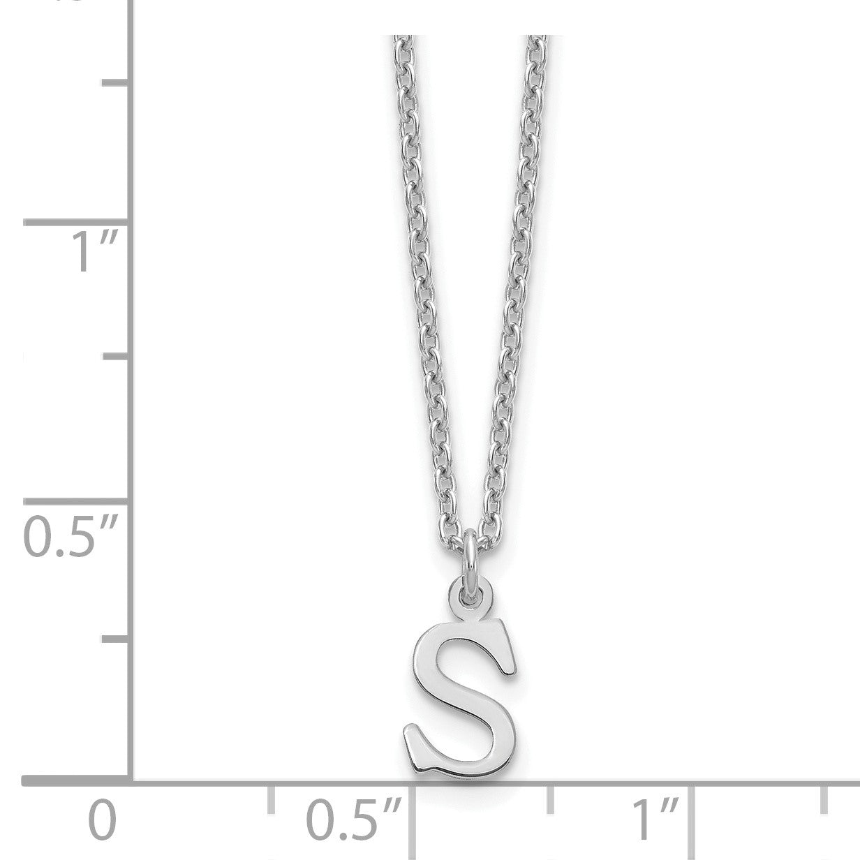 Sterling Silver Rhodium-plated Cutout Letter S Initial Necklace