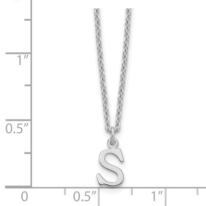 Sterling Silver Rhodium-plated Cutout Letter S Initial Necklace
