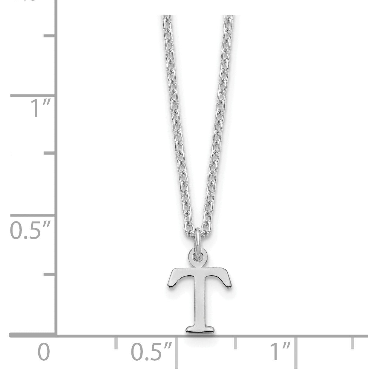 Sterling Silver Rhodium-plated Cutout Letter T Initial Necklace