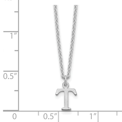 Sterling Silver Rhodium-plated Cutout Letter T Initial Necklace
