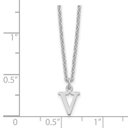 Sterling Silver Rhodium-plated Cutout Letter V Initial Necklace