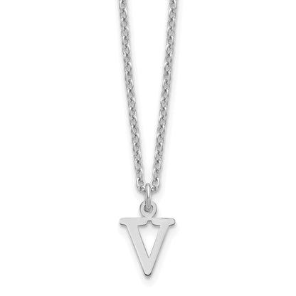 Sterling Silver Rhodium-plated Cutout Letter V Initial Necklace