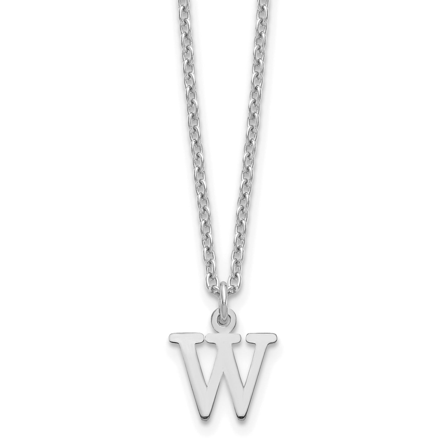 Sterling Silver Rhodium-plated Cutout Letter W Initial Necklace
