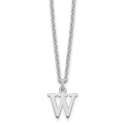 Sterling Silver Rhodium-plated Cutout Letter W Initial Necklace
