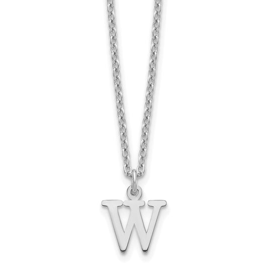 Sterling Silver Rhodium-plated Cutout Letter W Initial Necklace