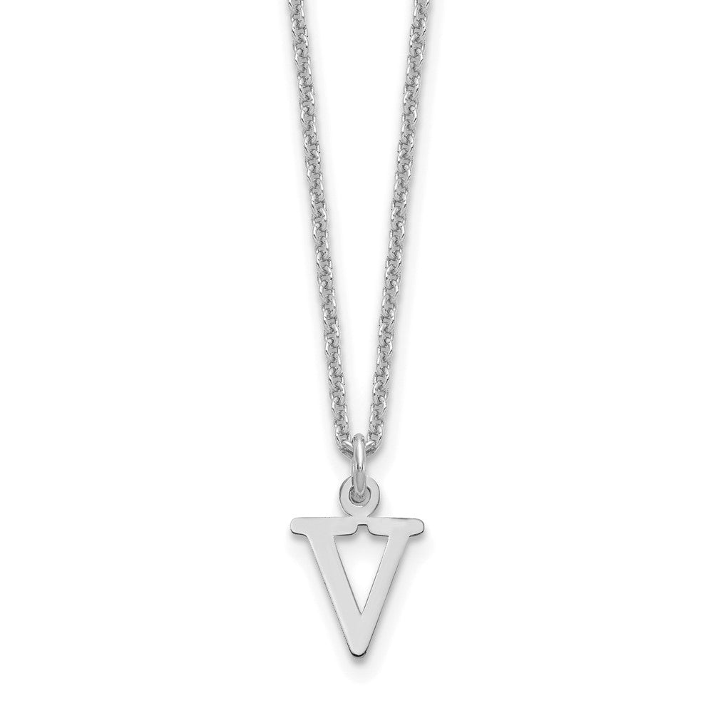 14KW Cutout Letter V Initial Necklace