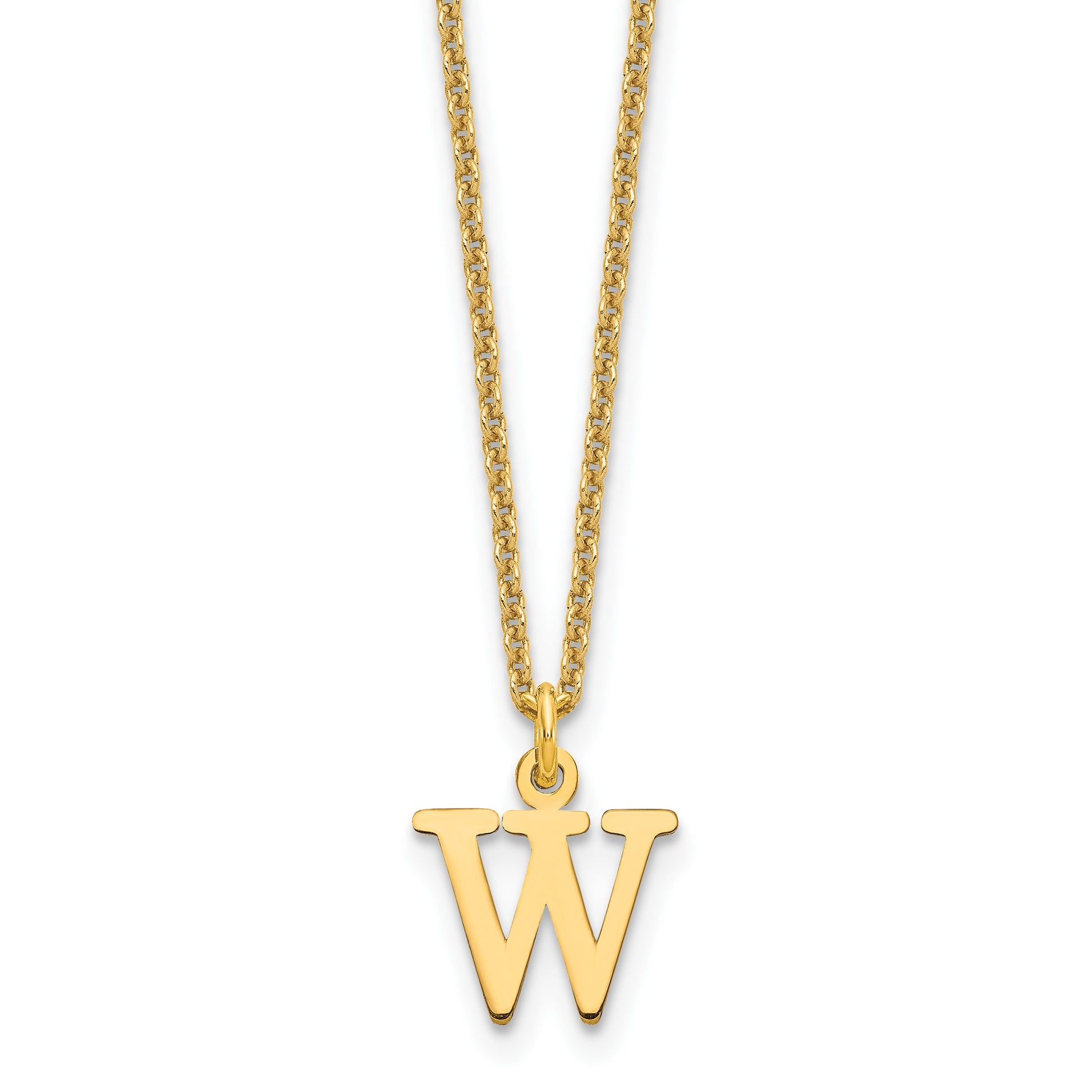 14KY Cutout Letter W Initial Necklace