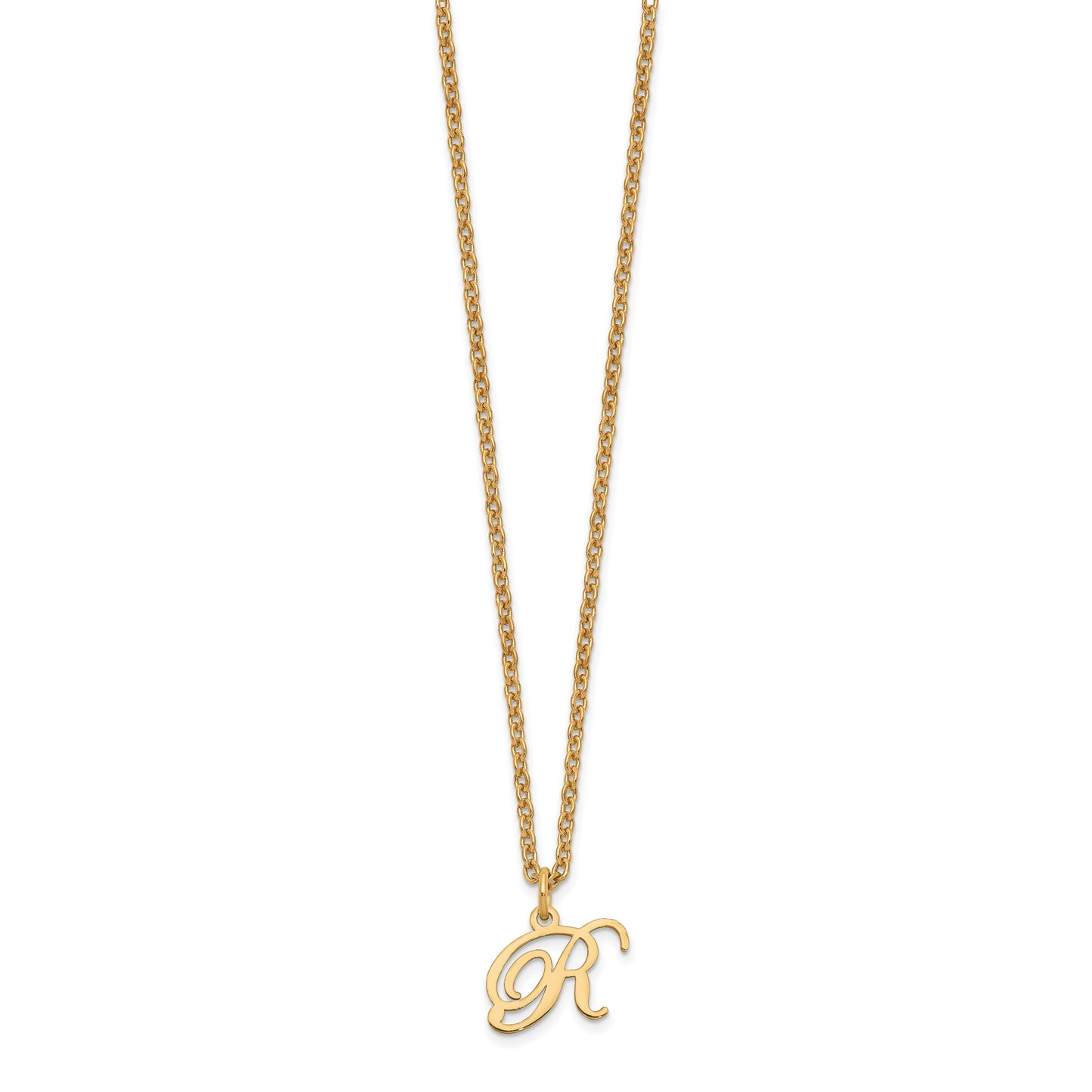 Sterling Silver Gold-plated Letter R Initial Necklace