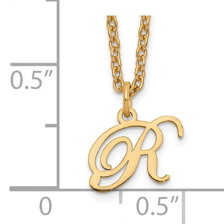 Sterling Silver Gold-plated Letter R Initial Necklace