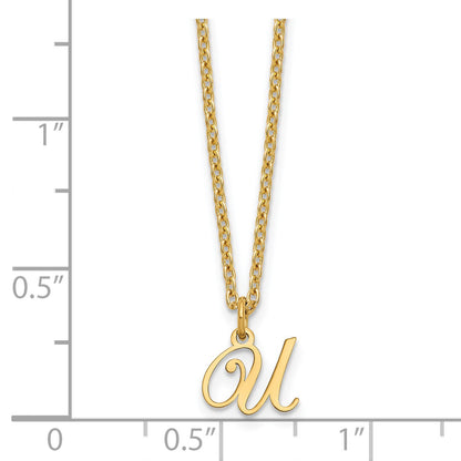 Sterling Silver Gold-plated Letter U Initial Necklace