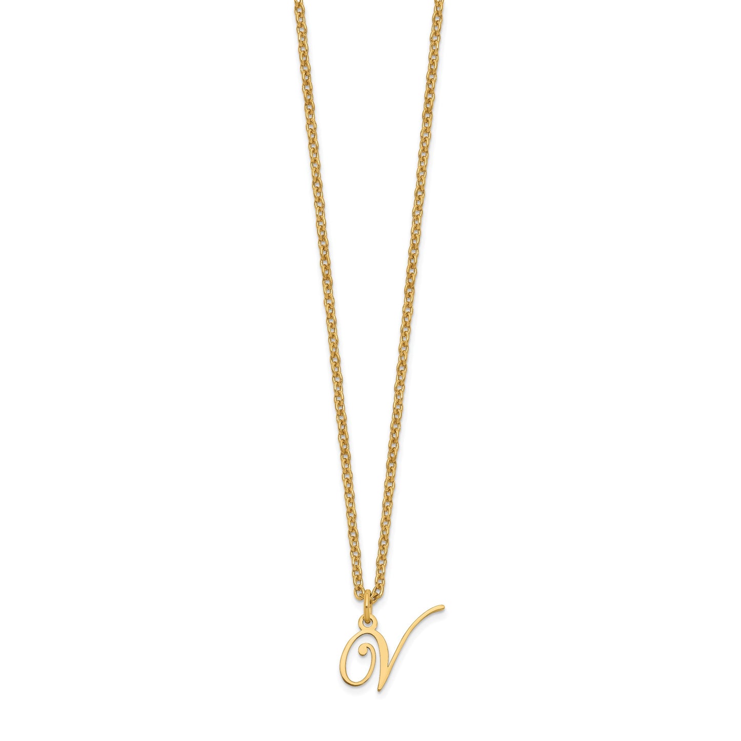 Sterling Silver Gold-plated Letter V Initial Necklace