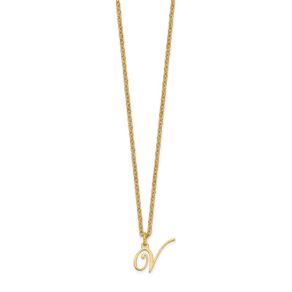 Sterling Silver Gold-plated Letter V Initial Necklace