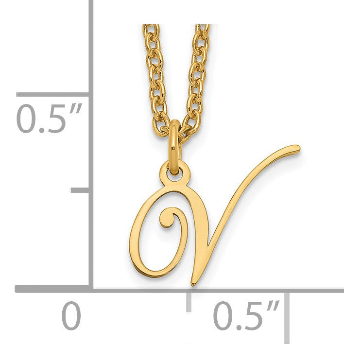 Sterling Silver Gold-plated Letter V Initial Necklace