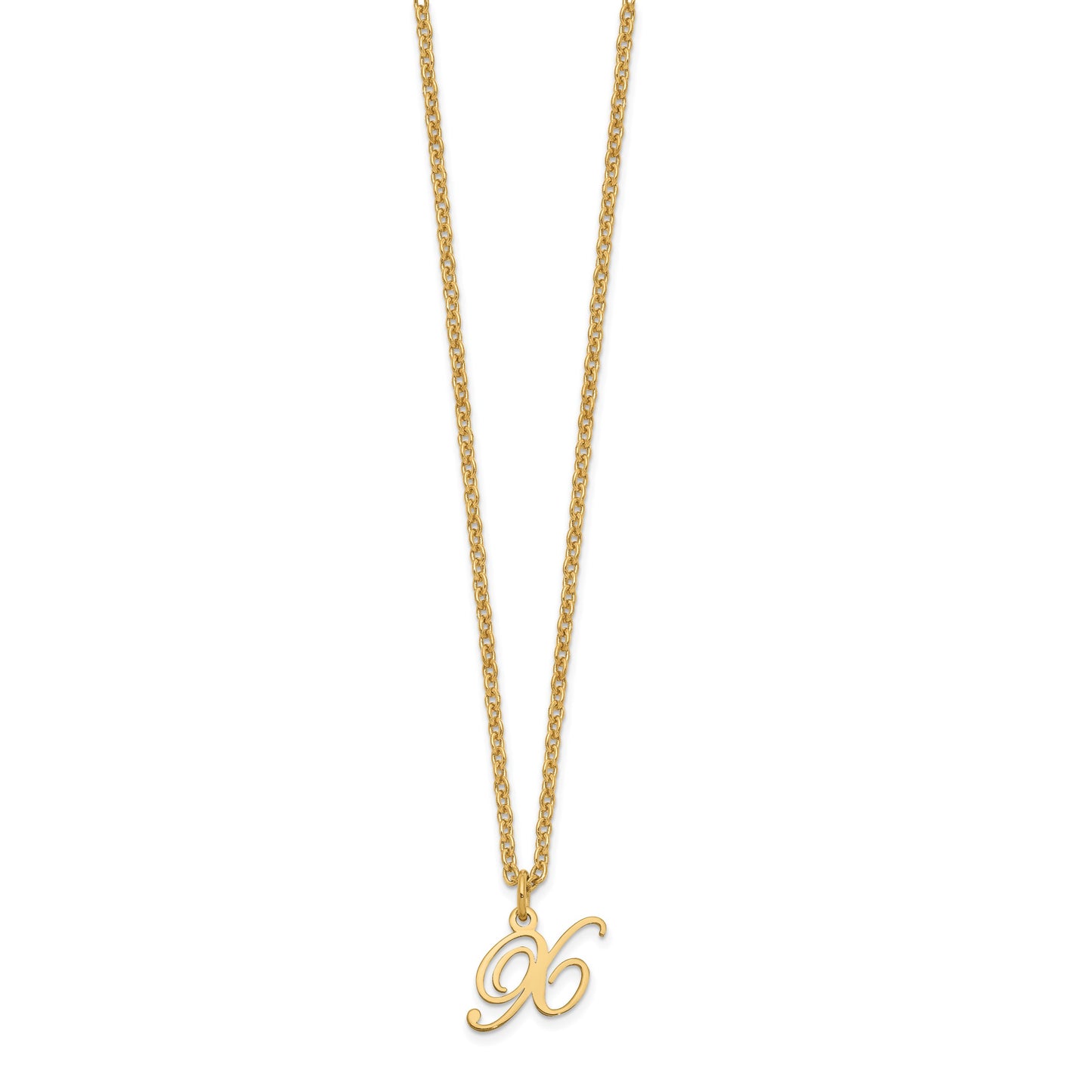 Sterling Silver Gold-plated Letter X Initial Necklace