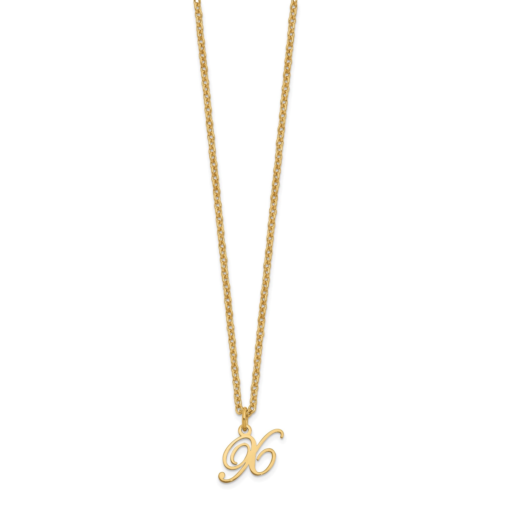 Sterling Silver Gold-plated Letter X Initial Necklace
