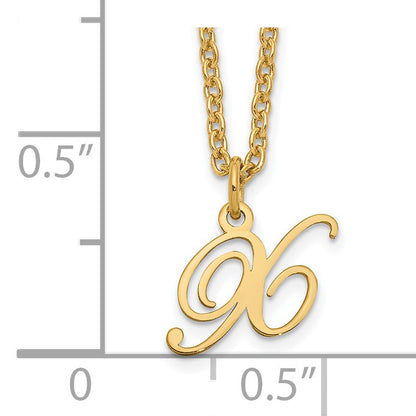 Sterling Silver Gold-plated Letter X Initial Necklace