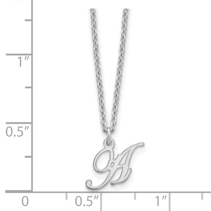 Sterling Silver Rhodium-plated Letter A Initial Necklace