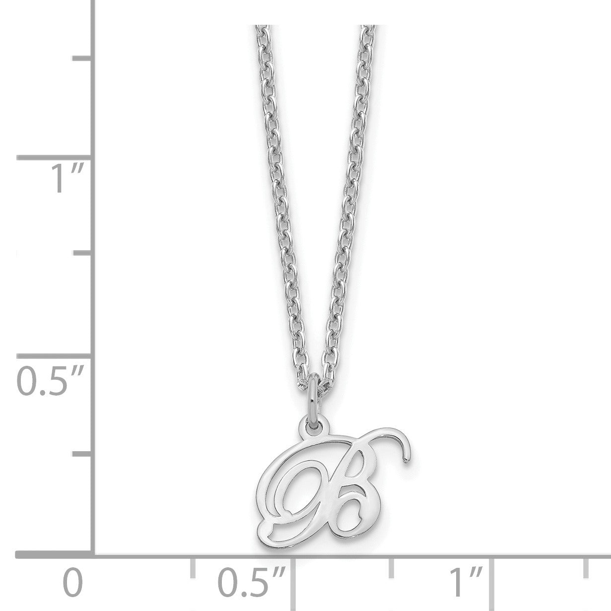 Sterling Silver Rhodium-plated Letter B Initial Necklace