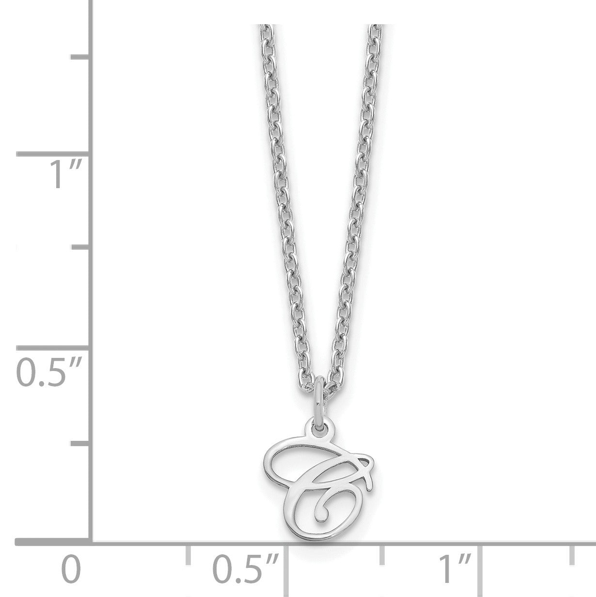 Sterling Silver Rhodium-plated Letter C Initial Necklace