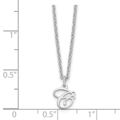 Sterling Silver Rhodium-plated Letter C Initial Necklace