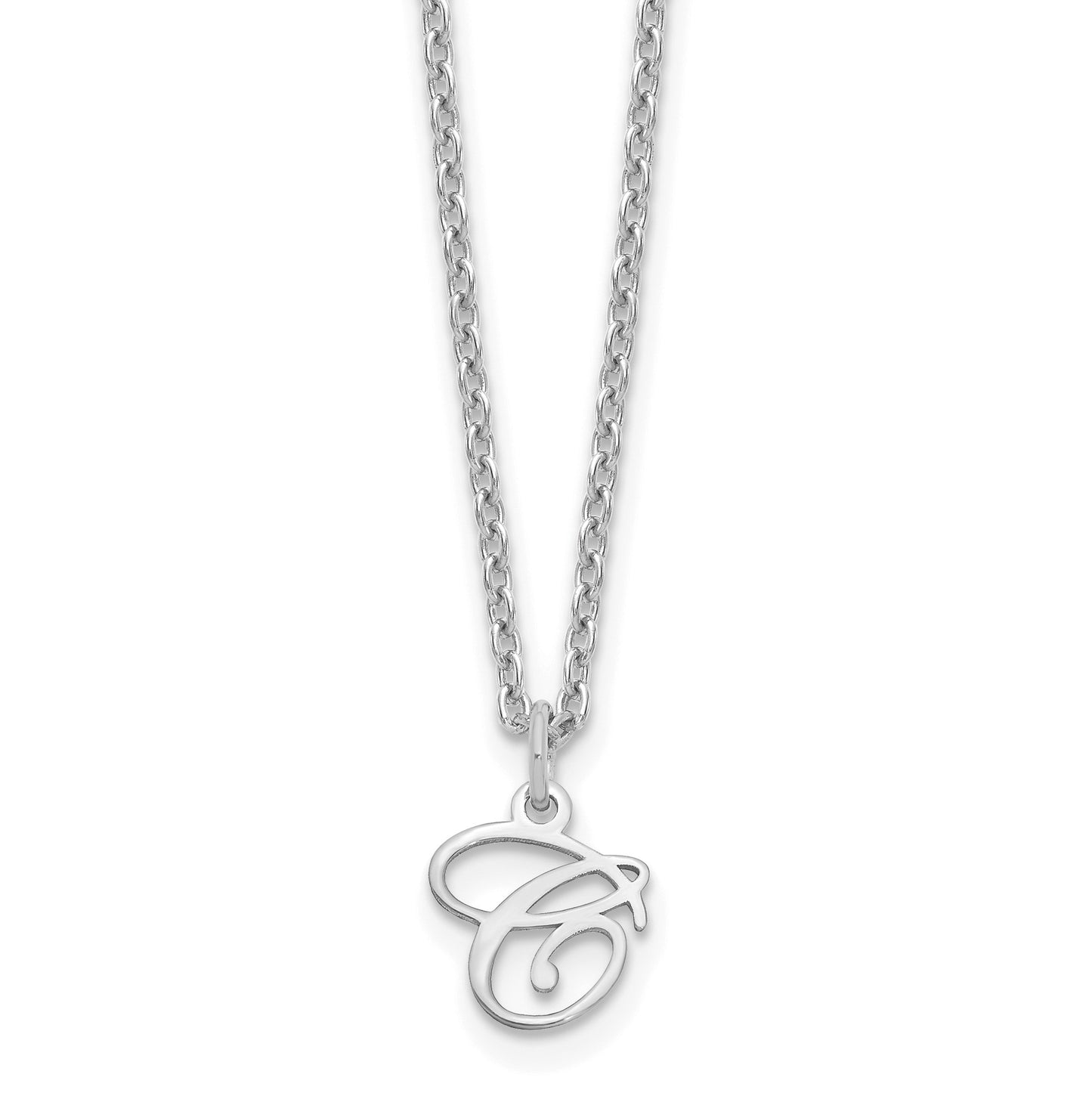 Sterling Silver Rhodium-plated Letter C Initial Necklace