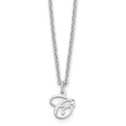 Sterling Silver Rhodium-plated Letter C Initial Necklace