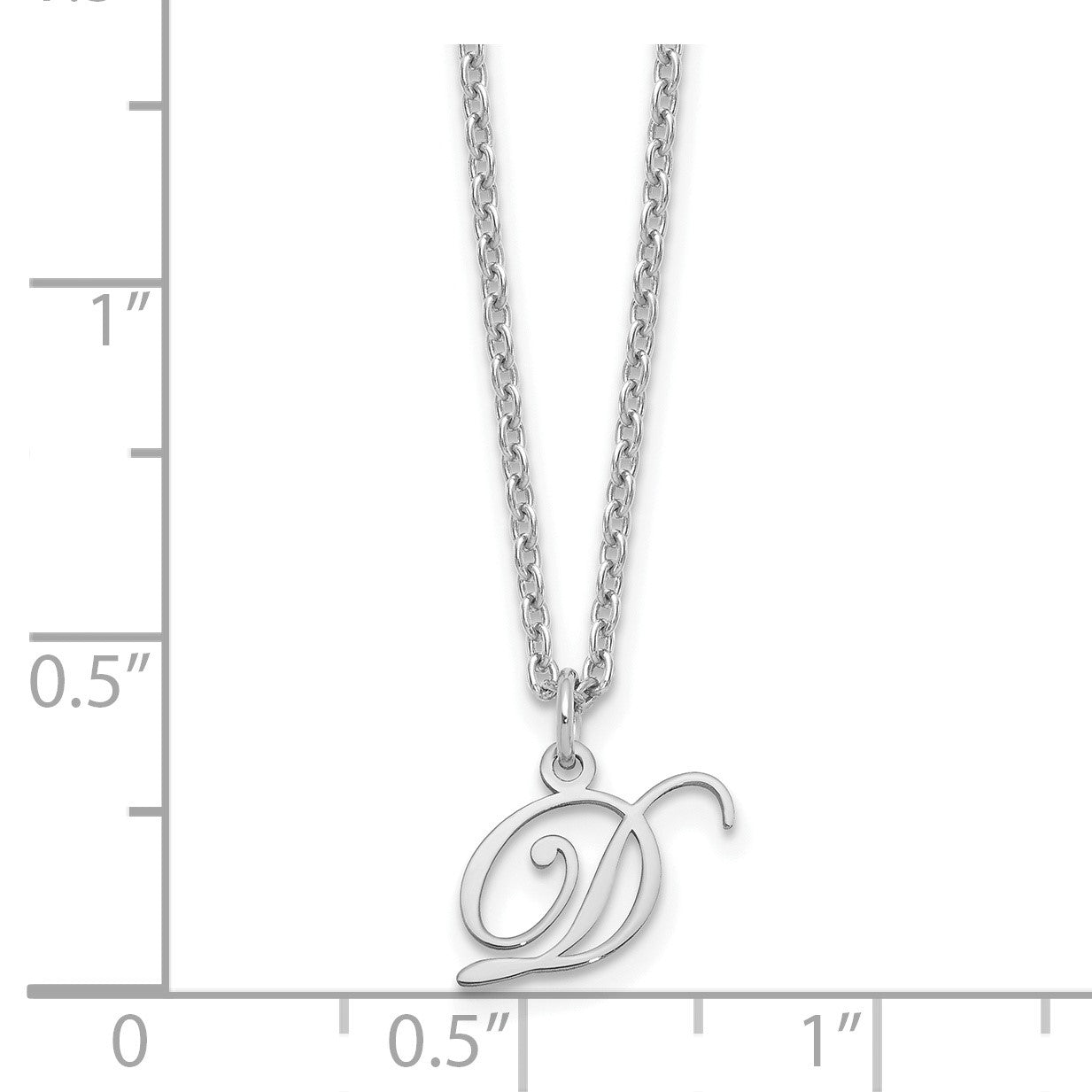 Sterling Silver Rhodium-plated Letter D Initial Necklace