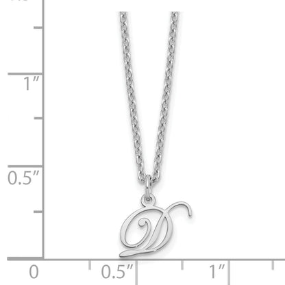 Sterling Silver Rhodium-plated Letter D Initial Necklace