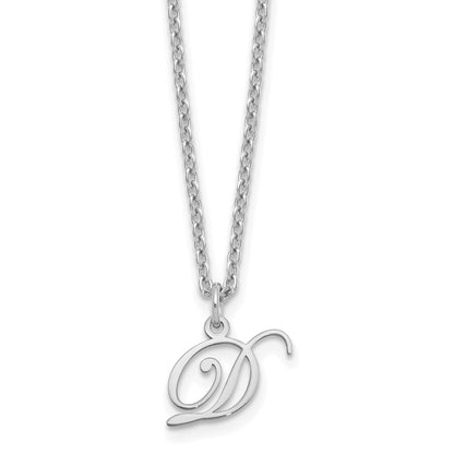 Sterling Silver Rhodium-plated Letter D Initial Necklace