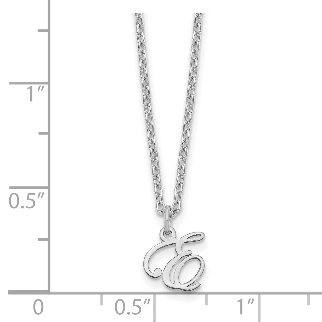 Sterling Silver Rhodium-plated Letter E Initial Necklace