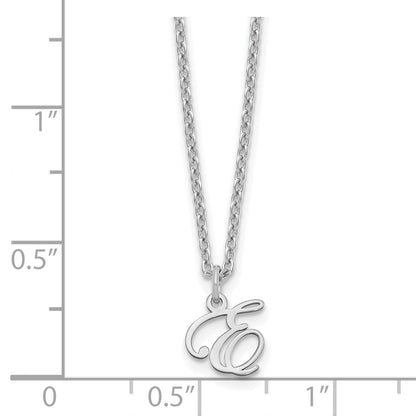 Sterling Silver Rhodium-plated Letter E Initial Necklace