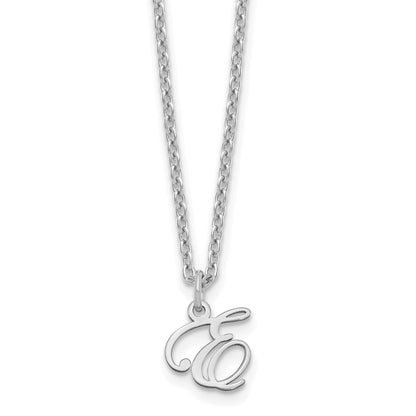 Sterling Silver Rhodium-plated Letter E Initial Necklace