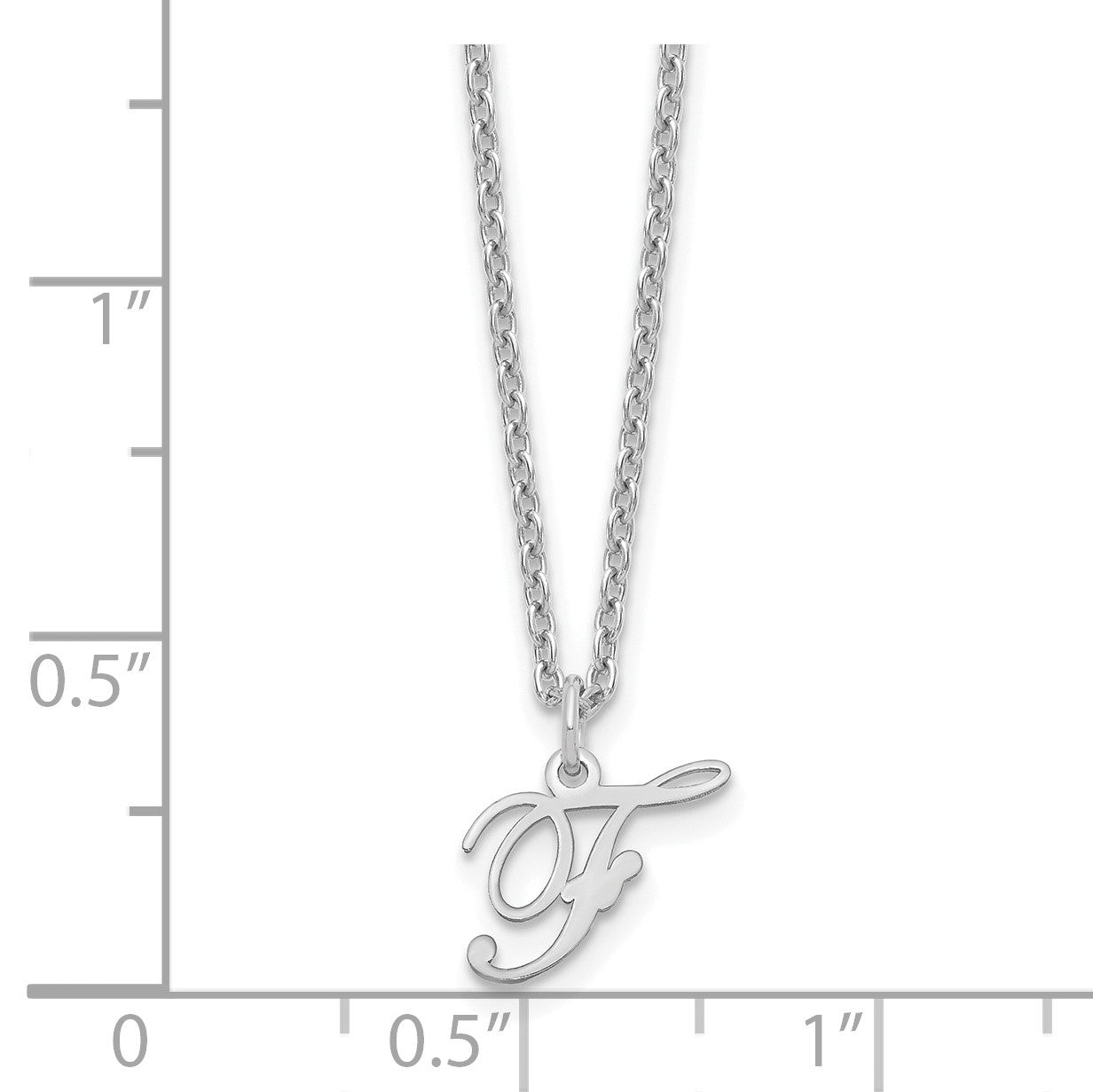 Sterling Silver Rhodium-plated Letter F Initial Necklace