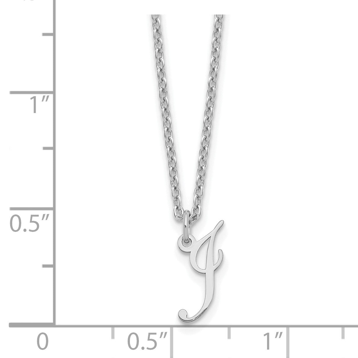 Sterling Silver Rhodium-plated Letter I Initial Necklace