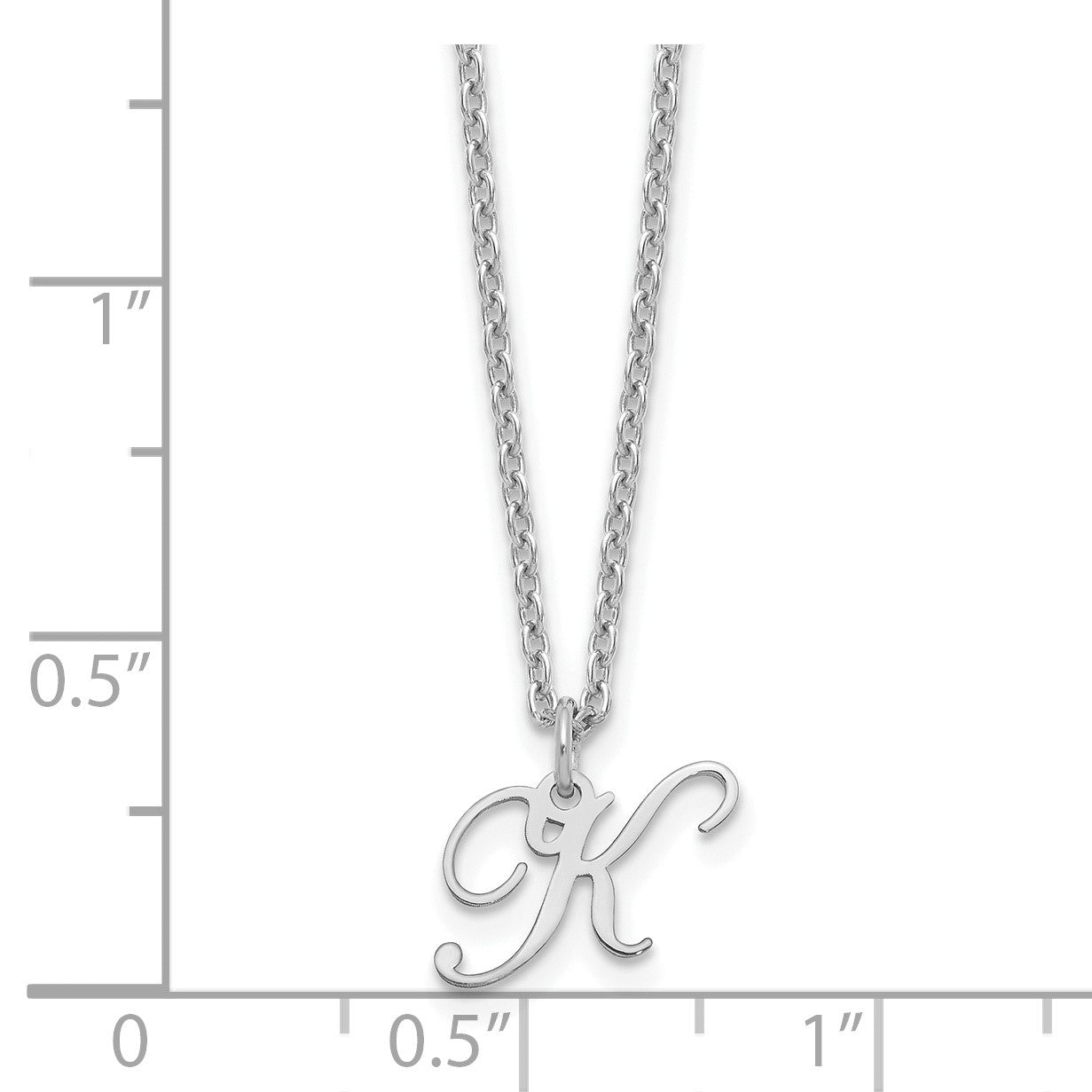 Sterling Silver Rhodium-plated Letter K Initial Necklace