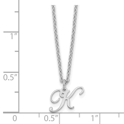 Sterling Silver Rhodium-plated Letter K Initial Necklace
