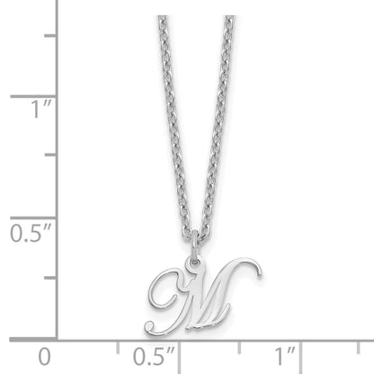 Sterling Silver Rhodium-plated Letter M Initial Necklace