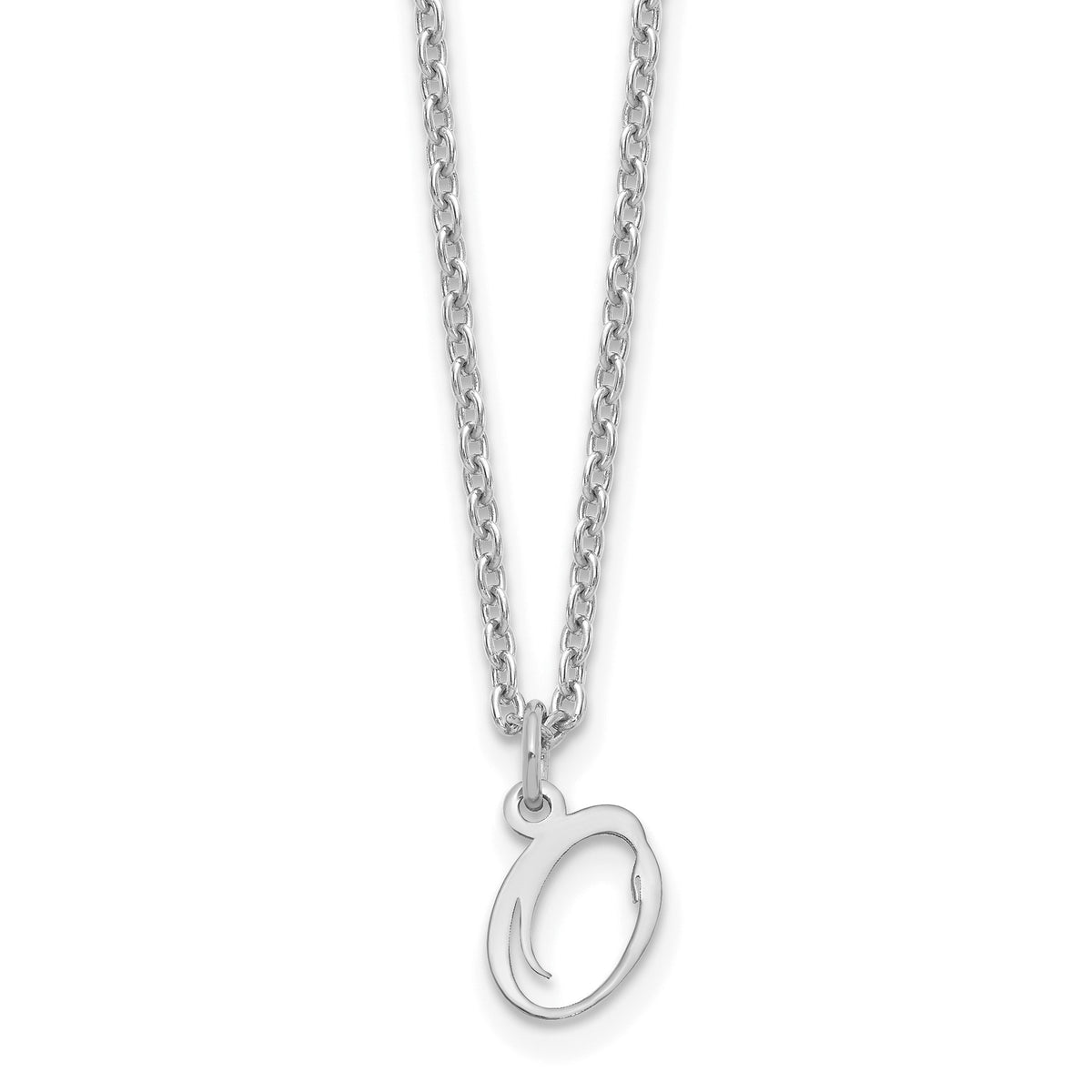 Sterling Silver Rhodium-plated Letter O Initial Necklace