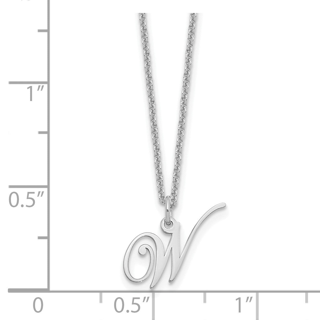Sterling Silver Rhodium-plated Letter W Initial Necklace