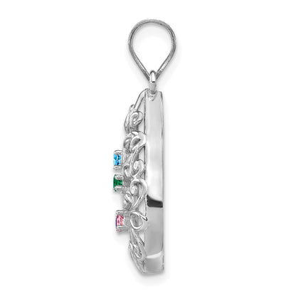 14KW 4 Birthstone Tree of Life Tear Drop Pendant