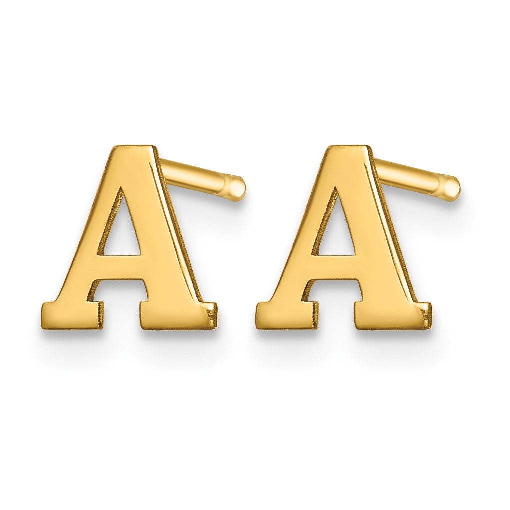 Sterling Silver Gold-plated Letter A Initial Post Earrings
