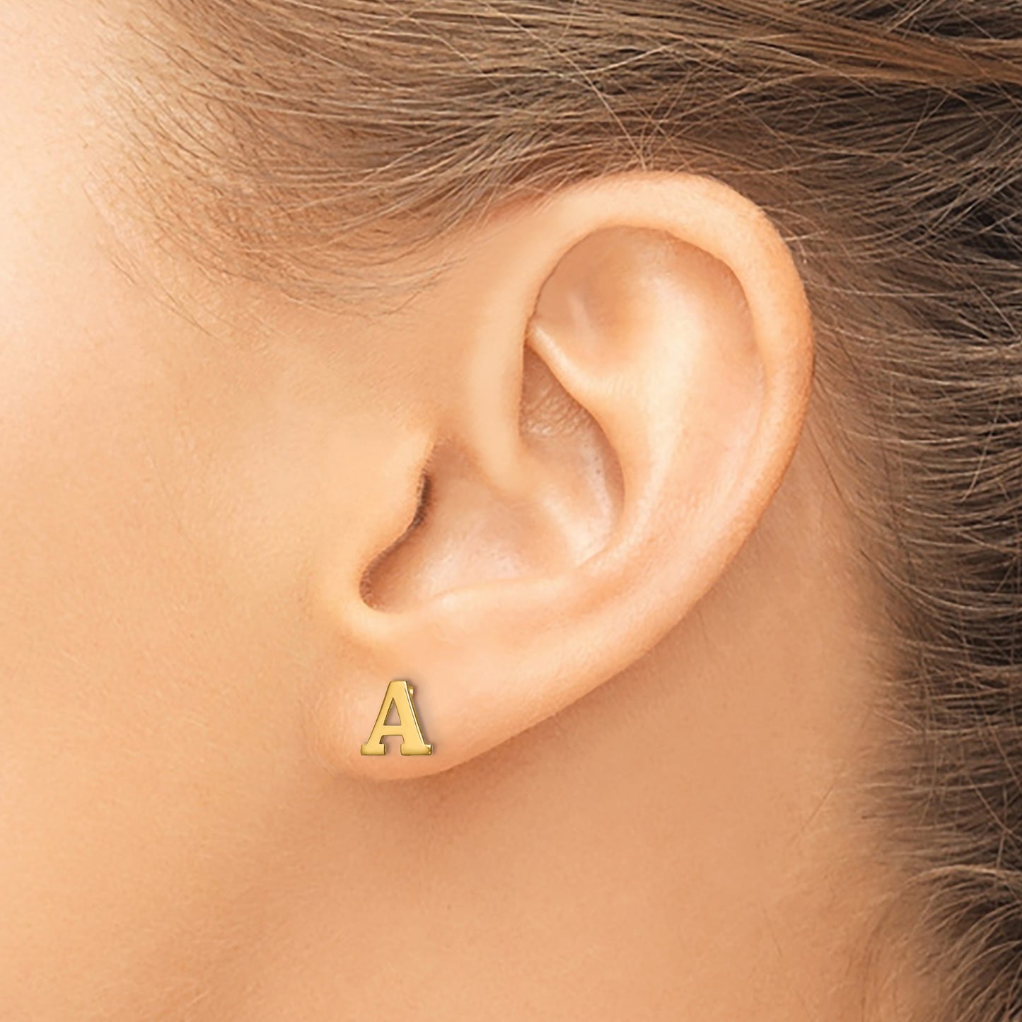 Sterling Silver Gold-plated Letter A Initial Post Earrings