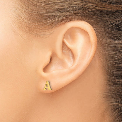 Sterling Silver Gold-plated Letter A Initial Post Earrings