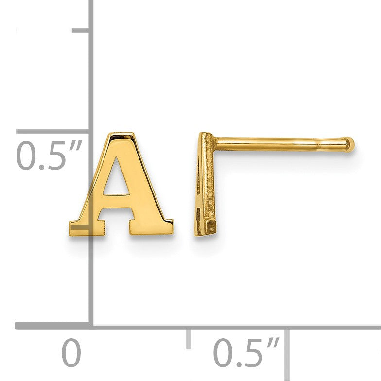 Sterling Silver Gold-plated Letter A Initial Post Earrings