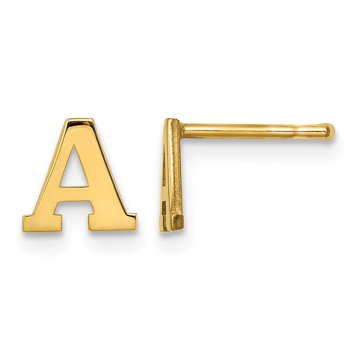 Sterling Silver Gold-plated Letter A Initial Post Earrings