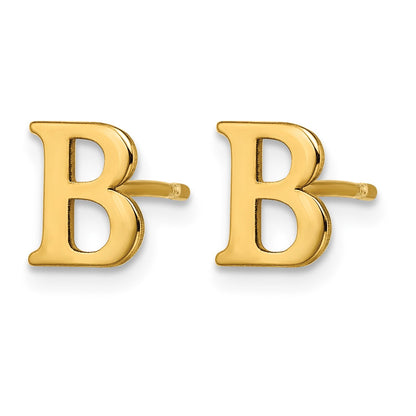 Sterling Silver Gold-plated Letter B Initial Post Earrings
