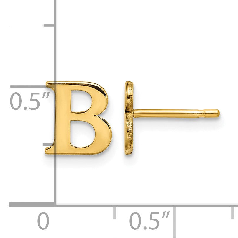 Sterling Silver Gold-plated Letter B Initial Post Earrings