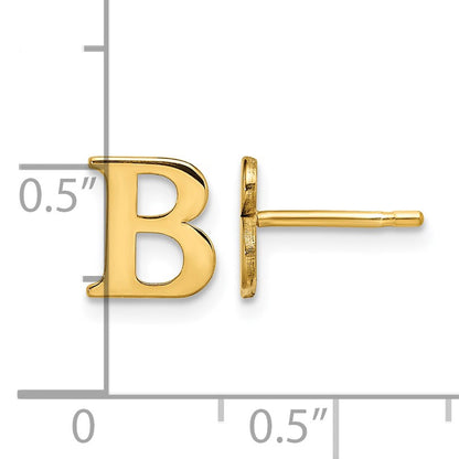 Sterling Silver Gold-plated Letter B Initial Post Earrings